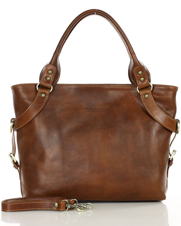 LONDON Damska biznesowa torba na ramię z włoskiej skóry. brązowy