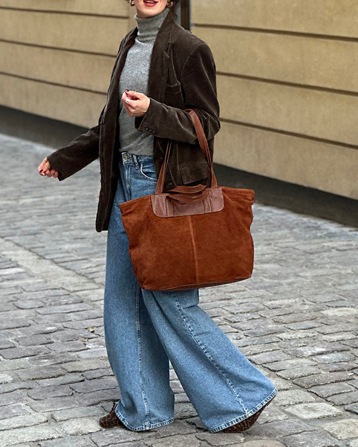 TREVISO Sue. Damska torba na ramię TOTE BAG z włoskiego zamszu