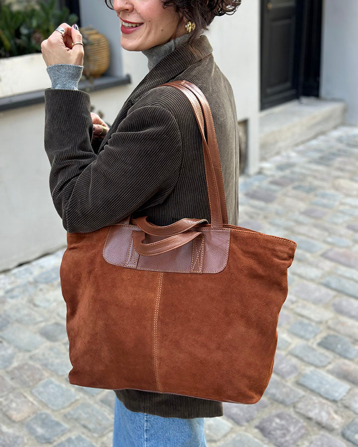 TREVISO Sue. Damska torba na ramię TOTE BAG z włoskiego zamszu