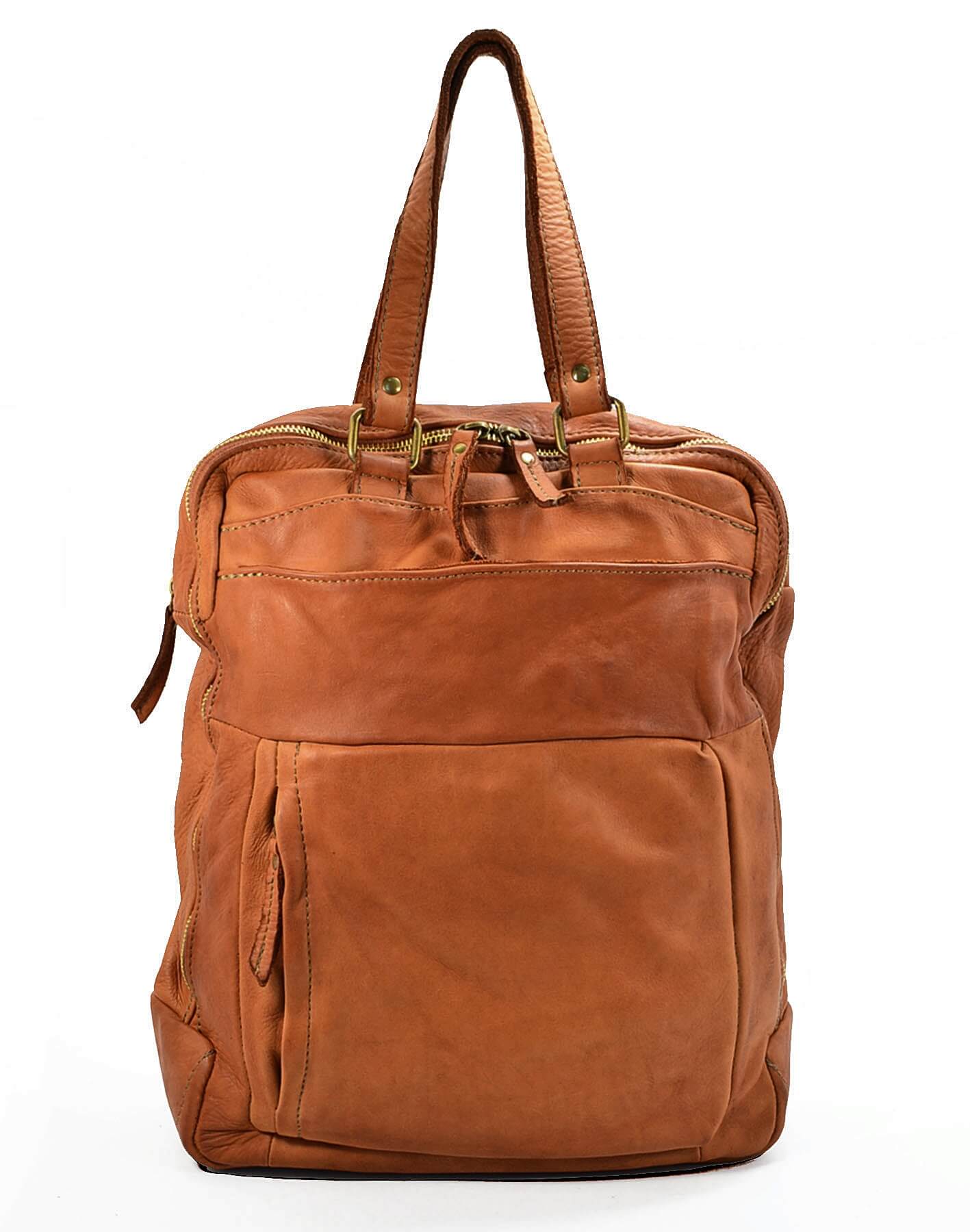 Breeo ● Uniwersalna torba - plecak ze skóry w jednym unisex A4. cognac