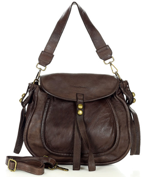 Alice ● Leather women's shoulder bag postbag coffee
