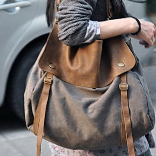 MAIL VINTAGE Duża damska materiałowa torba na ramię crossbody XXL