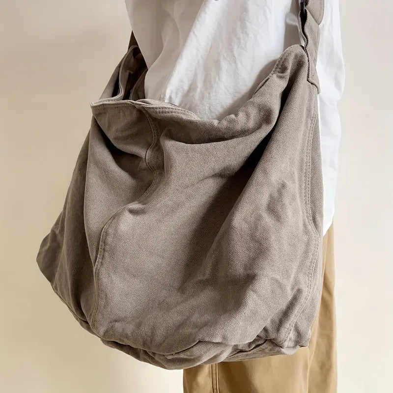 VIVIANE Lużna damska materiałowa torba na ramię - worek crossbody